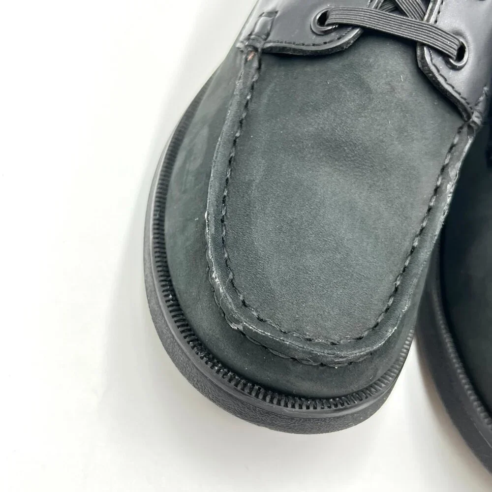 Florsheim‎ Boys Size 1.5 Black Nubuck Leather Penny Loafers Dress Boat Shoes